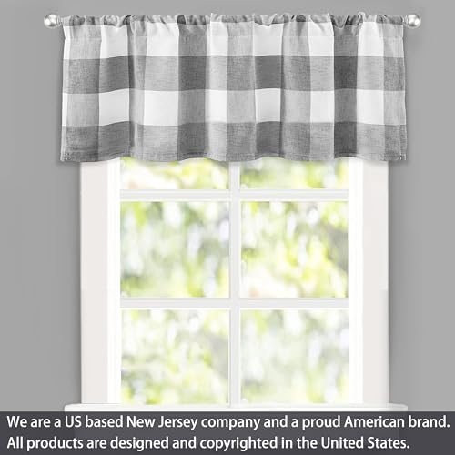 Driftaway 810063211455 Buffalo Check Woven Plaid Curtain Window Valances Rod Pocket Curtain Valance Lined Blackout Thermal Insulated Valance For Window Treatment thumb #2