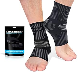 Professional Ankle Support Brace 2 Pack, Breathable Plantar Fasciitis Socks, Anti-Slip Ankle Compression Sleeve Socks for Joint Pain, Ligament Damage, Sprained Ankle, Achilles Tendonitis, Sports