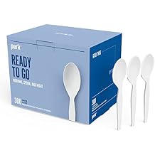 Perk Polystyrene Spoons, White, Mediumweight Disposable Utensils for Office & Catering, 600/Carton