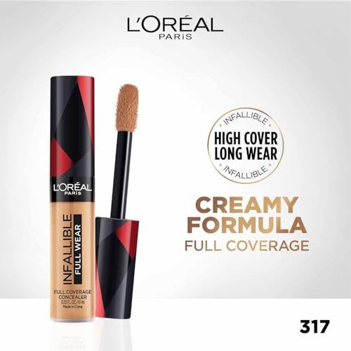 Image of L'Oreal Paris Full Coverage Concealer, High Cover, Waterproof Formula, Long-lasting, For Undereye Circles and Blemishes, For Highlighting and Contouring, Infallible, Shade: 317, 10g