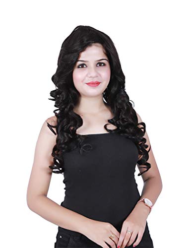 Image of SkyHair Curly Hair Brown with Maroon Highlights Premium Japanese Kanekalon Synthetic Technology Hair Wig for Women with Natural-Looking Bangs - Undetectable, Realistic, Full Head Wig for Daily Use, Chemo, Volume & Length (24 Inches Hair Length)