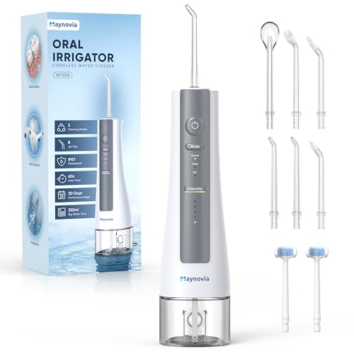 Image of Cordless Water Flosser for Teeth, U-Shaped Tip, 350ml Tank, White