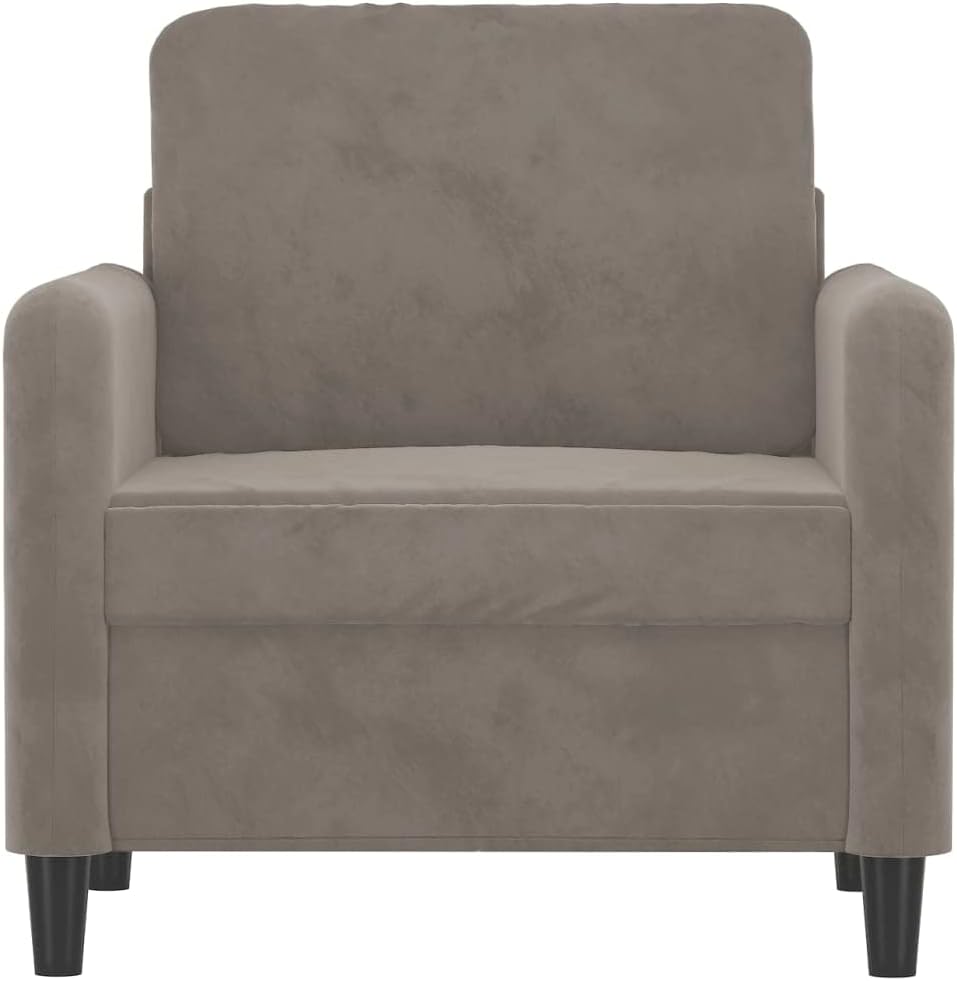 Sofa Chair Light Gray Velvet (100% Polyester) Living Room Furniture