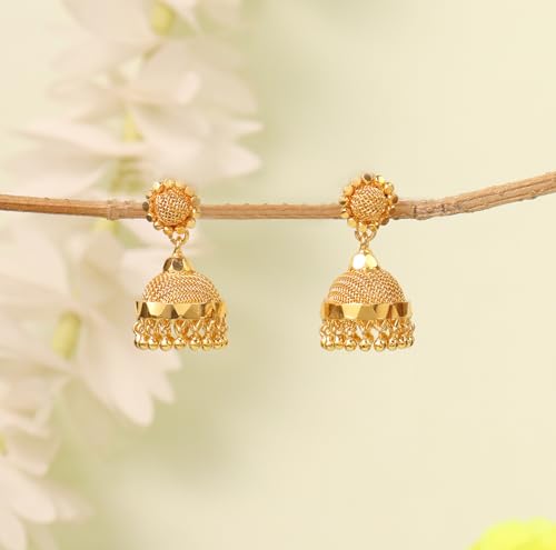 CUTE GOLD One Gram Gold Plated Traditional jimikki Jhumka Earring for Women & Girls (EAR-5033)