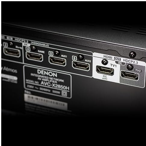 Close-up of HDMI input and output ports on the Denon AVC-X2850H