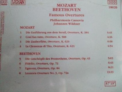Famous Overtures [Audio CD] Beethoven; Mozart; Wildner and Pc