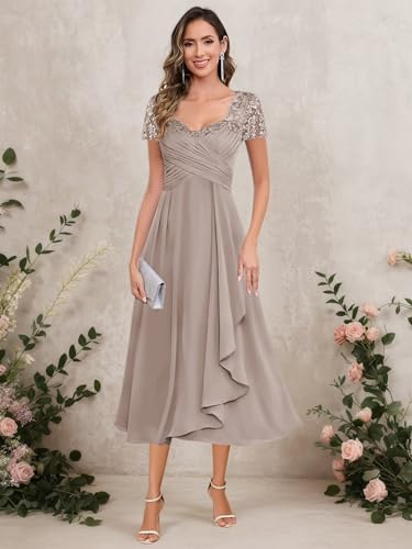 MAGGCIF Lace Appliques Mother of The Bride Dresses for Women with Sleeves Chiffon A Line Long Formal Evening Gown4
