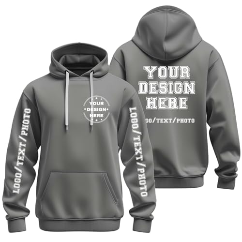 Sudadera con capucha personalizada gris oscuro XXL para hombre y mujer diseño con foto y texto
