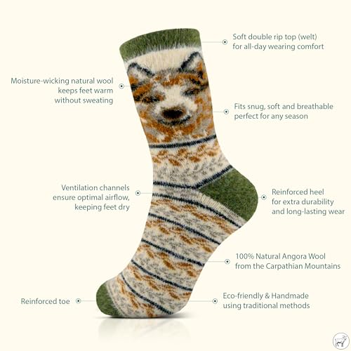 Image of Angora Wool Socks - Machine Washable Dry-Foot Fuzzy Warm Breathable Soft Unisex Indoor /Outdoor Socks for Women and Men