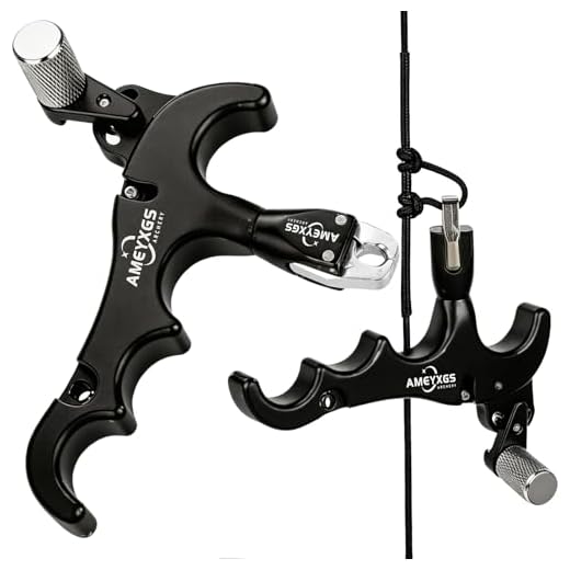 ZSHJGJR Bogenschießen Compound Bogen Release Aids 4 Finger Aluminiumlegierung Compound Bogen Release Einstellbare Empfindlichkeit Caliper 360 Grad Klemmkopf (Schwarz)