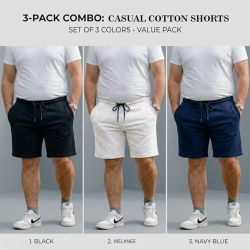 Image of Khakey The Men's Cotton Short for Men | Knee Length Plus Size Shorts for Men | Mens Regular Fit Cotton Lounge & Casual Short's | Soft Fabric (XXL, 3XL, 4XL, 5XL, 6XL, 7XL, 8XL)