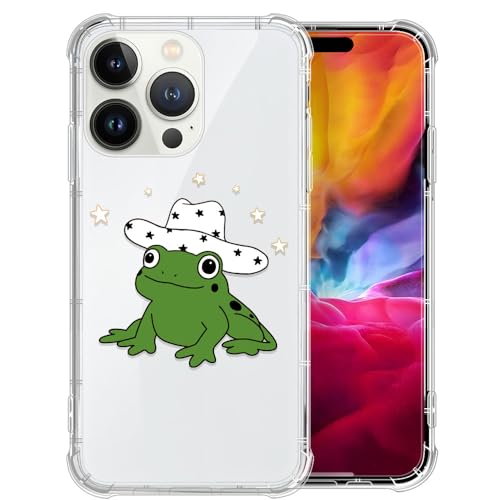 CARLOCA Compatible with iPhone 13 Pro Case for Girl,Clear with Cowboy Hat Frog Pattern Design Plastic Shockproof TPU Bumper Protective Case for iPhone 13 Pro - image 1