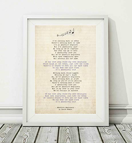 Didymus Co David Bowie - Absolute Beginners - Song Lyric Art Poster Print (UNFRAMED) - Sizes A4 (29.7 x 21cm) and A3 (42 x 29.7cm) (A4)