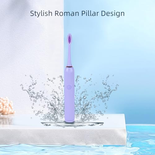 Image of MINISO Electric Toothbrush AA R6 Battery Powered Roman Pillar Design + 3 Brush Heads (Purple)