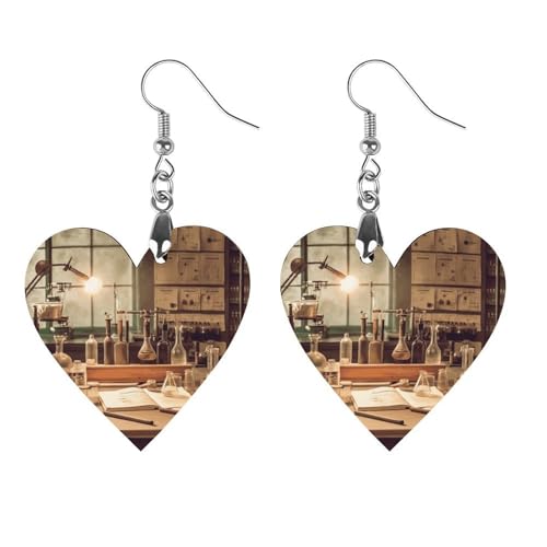 Boucles d'oreilles pendantes en bois pour femme légères anti-douleur