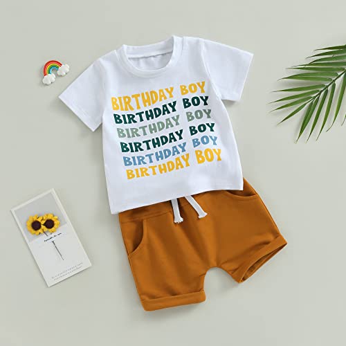 FYBITBO Toddler Baby Boy Summer Clothes Funny Letter Short Sleeve Tops T-shirt and Shorts 2 Piece Summer Outfits Set3