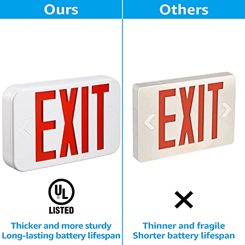 TORCHSTAR 12-Pack LED Exit Sign, Emergency Exit Light with Battery Backup, Double Face, UL 924, AC 120/277V, Damp Location, Hardwired Red Letter Exit Lights for Business Indoor - Thumbnail 3