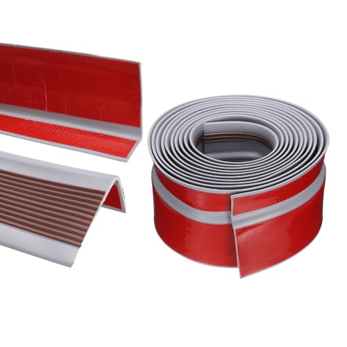 QUARKZMAN Stufenkantenschutz, rutschfeste Treppenkante, selbstklebende Treppenstufenleisten für den Innen- und Außenbereich, Zuhause, Büro, Braun (3 m)