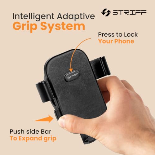 Image of STRIFF UltraMount Bike Mobile Holder with Push Button Release, Adjustable Height, 360 Rotation, One-Hand Lock, Anti-Shake Secure Handlebar Mount for Motorcycle, Bicycle & All Smartphones