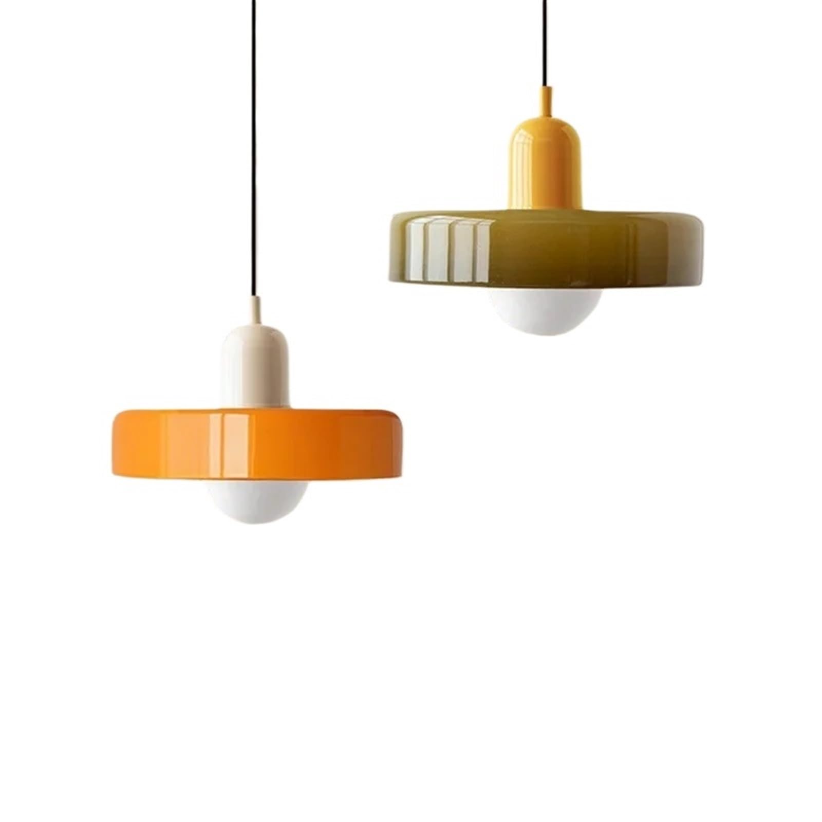 LAYMXNDIO Nordic Glass Pendant Light Candy Color Single Head Lamp for Living Room Bedroom Study Dining Room Bar Indoor Decorative Fixtures (Color : Orange Green, Size : No Bulb)