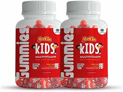 York IN Daily Multivitamin For Kids- Apple Flavor With Vitamins A B6 B12 C D3 E & Biotin For Health, Brain & Joint Support of the body
