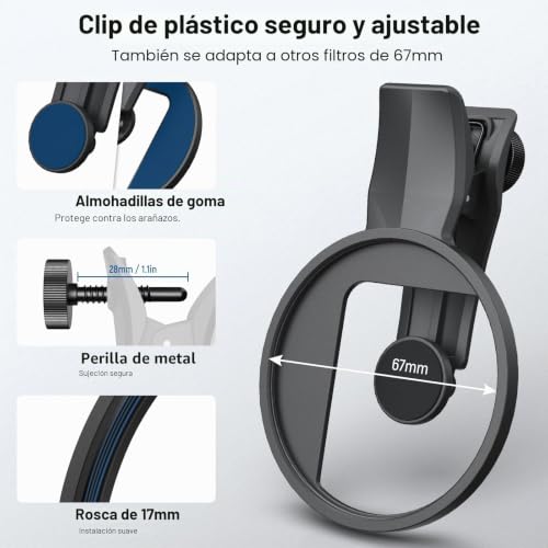 Filtros ND Variables 67mm CPL Difusión Negra Compatible con iPhone Kit de Accesorios FL-B37 6