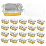 KICHOUSE 50個アルミホイル食品容器 コンパクトケーキボックス 透明フタ付き 多機能ポータブルボックス 厚みのあるベーキング用品 積み重ね可能 オーブン対応 ピクニック パーティーに適用