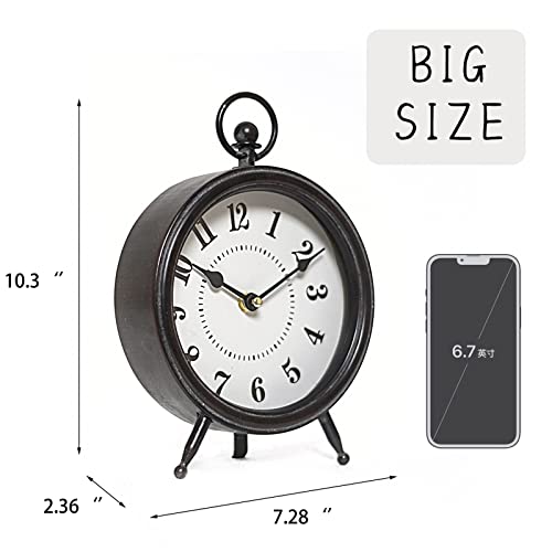 Macvad Vintage Black Table Clock On Stand, Decorative Desk And Shelf Clock thumb #4