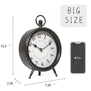 Vintage black table clock on stand decorative desk and shelf clock rustic mantel clock farmhouse clock non ticking  urban country home decor