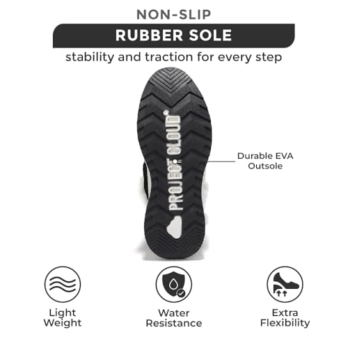 Project Cloud Waterproof Snow Boots for Women - Memory Foam Insole Non-Slip Womens Snow Boots & Winter Shoes with Shoe Lace - Lightweight Indoor Outdoor Shoes