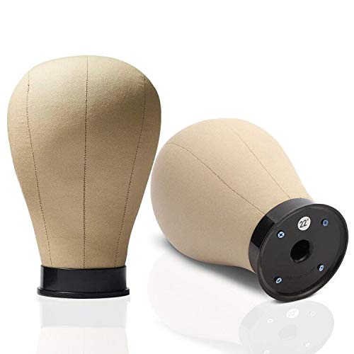 21'' Wig Head Cork Canvas Block Head Mannequin Head Wig Display Styling Manikin Head for Making Wigs with Stand and Mount Hole
