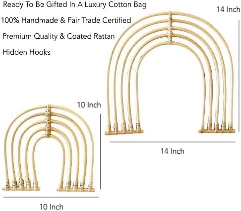 BEBE BASK Rattan Rainbow Nursery Decor Set of 2 - Handmade - Rainbow Decor for Girls Room - Wall Decorations