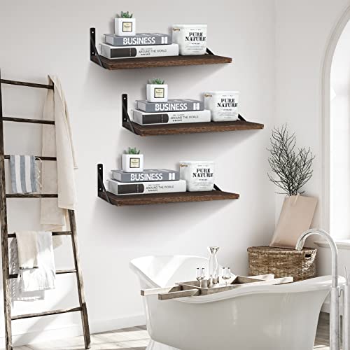Hoteam 4 Sets Of Wide Rustic Floating Shelves Wall Mounted 16.5 X 12 X 4.7 Inches Deep Large Floating Shelves With Large Capacity For Kitchen Living Room Bathroom Bedroom #TOP5