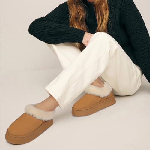 Women Platform Snow Boots Fuzzy Slippers Fluffy Mini Boots House Slippers Clogs Indoor Outdoor3