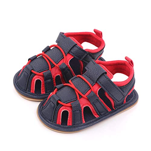 Toddler Sandals Boys Summer Rubber Sole Flat Girls Sandals Soft Baby Non-Slip Shoes Walking Boys Baby Shoes (Red, 6-12 Months)4