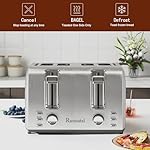Runnatal 4 Slice Toaster, Full Stainless Steel, Extra-Wide Slot Toaster with 7 Shade Settings and 3 Mode, Defrost, BAGEL, Cancel Functions, Easy to Operate and Clean 120V 1600W Silver Metallic - Image 4