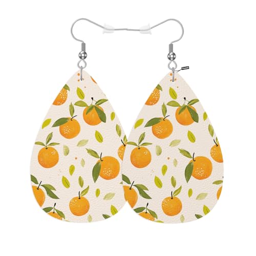 Boucles d'oreilles pendantes en cuir orange pour un mariage chic