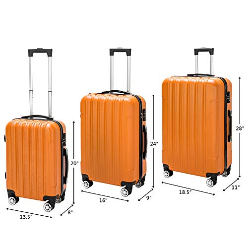 amopacorp Secure & Stylish 3-in-1 Multifunctional Large Capacity Traveling Storage Suitcase Luggage Set Ergonomic Trolley Case, Orange3