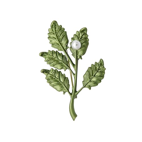 Image of coadipress Gentlemen Gold Silver Leaf Brooches Simple Elegant Retro Double Leaf Collar Pin Brooch Gold Silver Plant Leaves Brooches