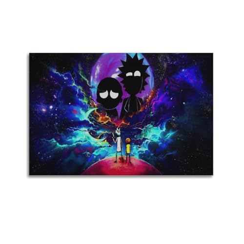 PLOMSYXRTW Póster artístico de Rick And Morty 3 pósteres decorativos de lienzo para pared e impresión artística moderna para decoración de dormitorio familiar, 50 x 75 cm