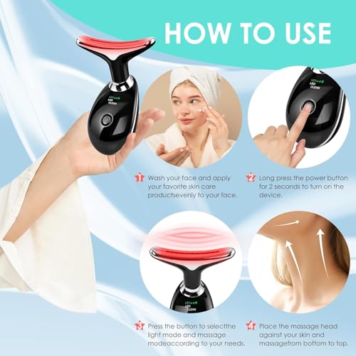 Image of Facial Massager Red-Light-Therapy-for-Face and Neck, Face ๐ฒ culpting Wand with 7 Color (Bright Black)