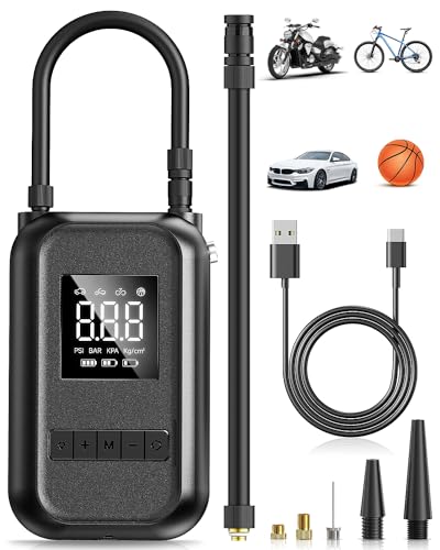 Pompa ad aria elettrica, compressore d'aria portatile, 150 PSI, 2 compressori di gonfiaggio più veloci con display digitale e luce LED, per auto, bicicletta, moto