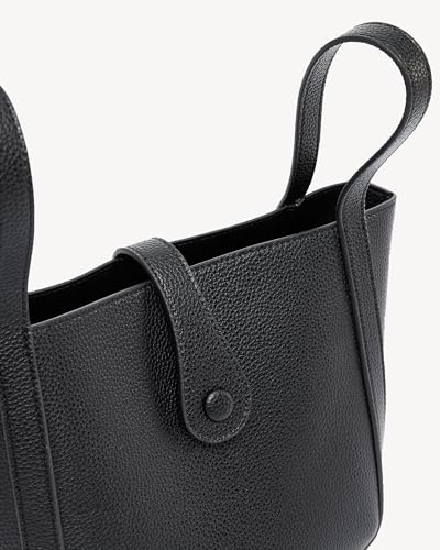 Image of NEWBELLA Women's Bucket Bag - Square Top Handle Satchel with Crossbody Strap, Shoulder Bag for Work & Daily Commute