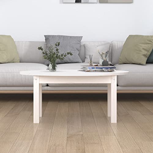 Table basse blanc en pin massif robuste meuble de salon - 5