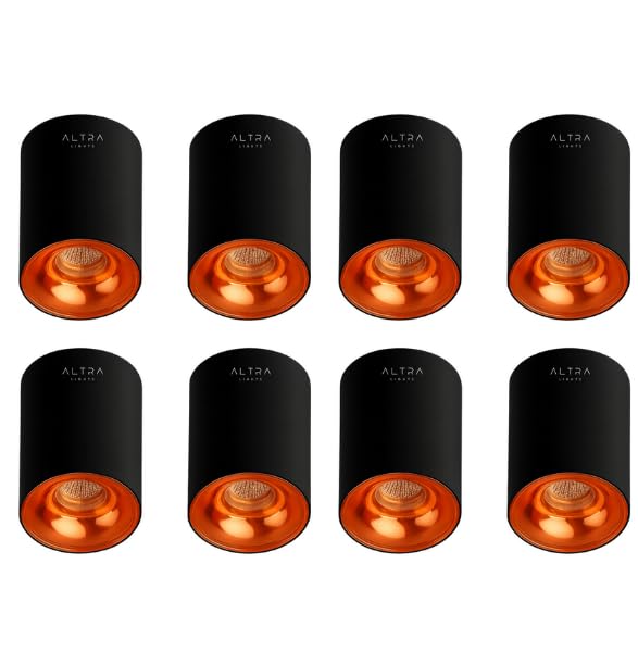 Image of 12W COB LED Surface Mounted Cylinder Downlight | Spotlight for False Ceiling & Wall | for Living Room, Office Roof | Natural White, Aluminium Black & Rosegold Reflector | Pack of 8