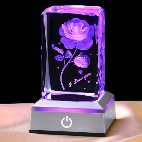 hochance 3D ButterflyRose Crystal Night Lamp with Adjustable...