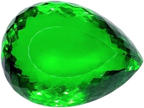 102.45 Ct Natural Green Topaz Pear Cut Certified Loose Gemstone for Jewellery Making - 33x25 MM
