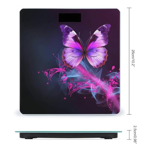 Báscula digital baño mariposa rosa púrpura precisión 400lb miniatura 2