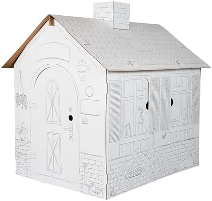 Cardboard Playhouse For Kids To Colour DIY 3D Creative Playhouses Durable Kids Cardboard Playhouse For Kids Indoor Use Colouring DIY Colouring House XL Size