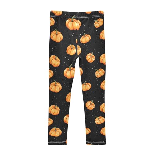 Orange Pumpkin Black Girls Casual Leggings for Kids Printed Long Pant Bottoms Stretch and Soft2